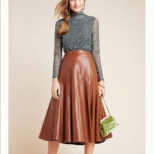 Anthropologie Maeve Faux Leather Midi Skirt